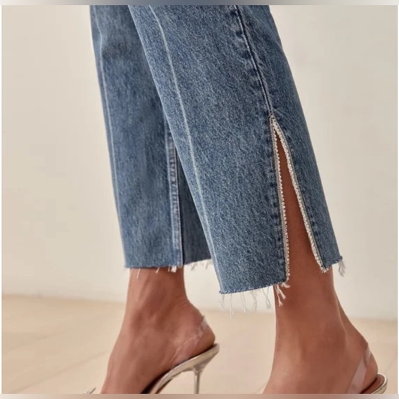 Reformation Gem Slit Hem High Rise Straight Jeans in Ponce - Picture 2 of 8